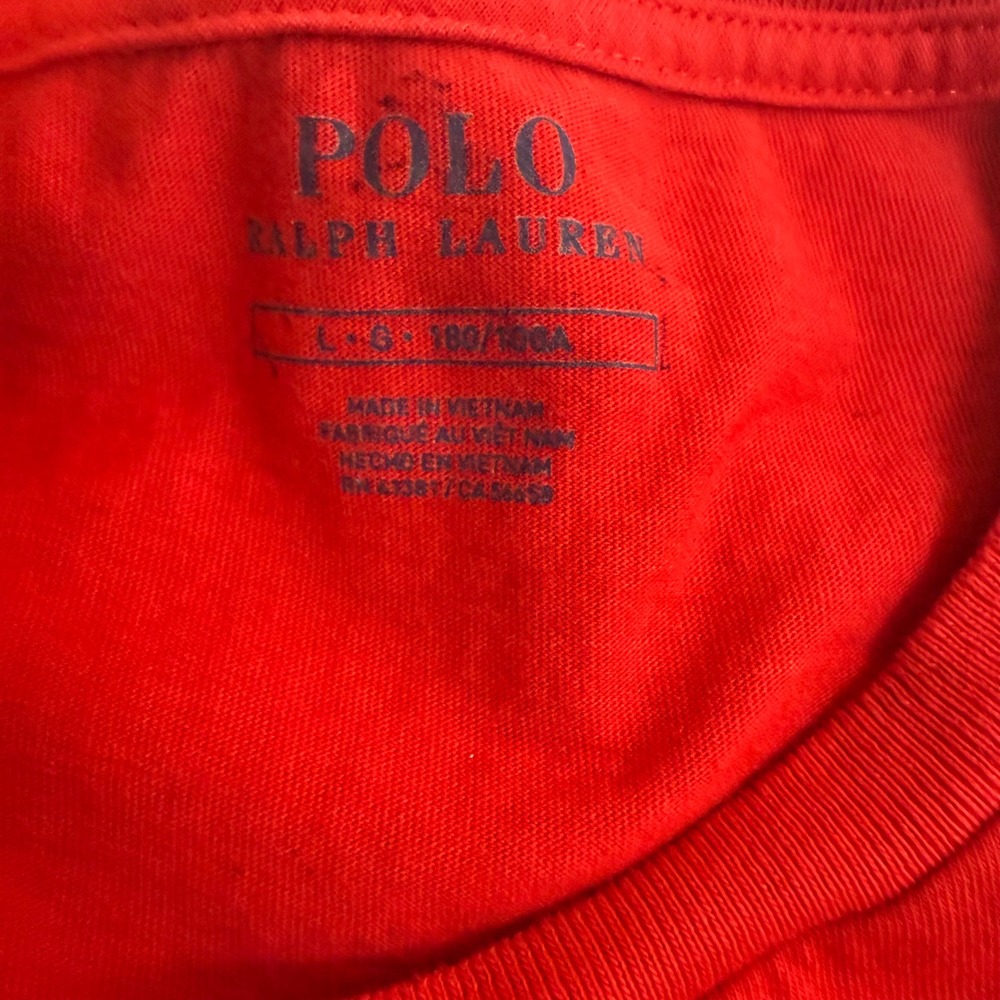 Polo Ralph Lauren Mens Red Crewneck Short Sleeve T-Shirt Pony Logo Large 0919 - Picture 6 of 9